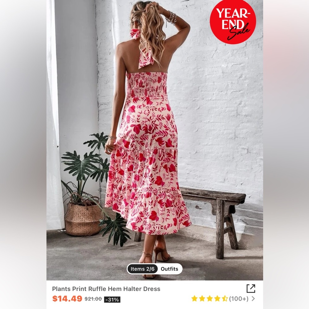Floral print halter dress- sz small